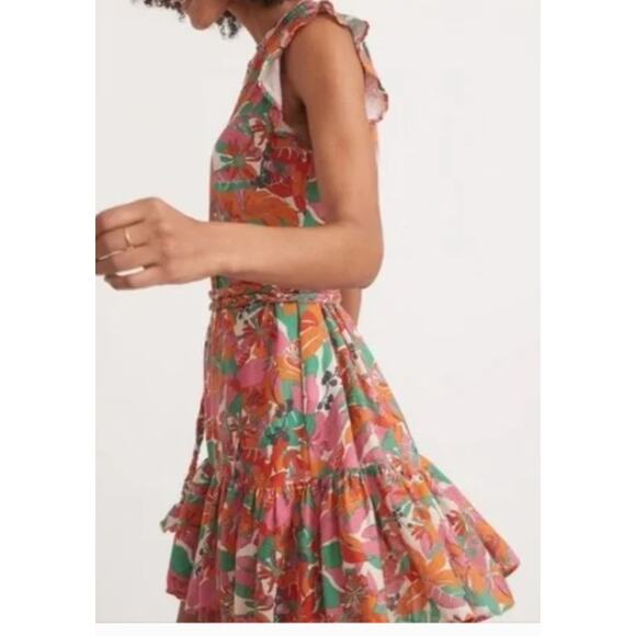 Marine Layer Laney Mini Dress In Vintage Floral Print Linen Women's Braided Belt - Picture 7 of 14